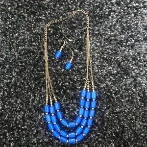 Royal Blue Necklace and Earrings Set